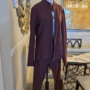 Kinesis Chocolate Brown Zip-Up Jacket and Pants Set. Custom For Dillards
